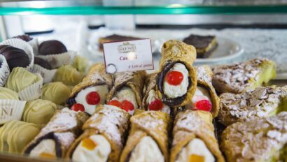 Traditional cannolis in a shop in Florence, Italy