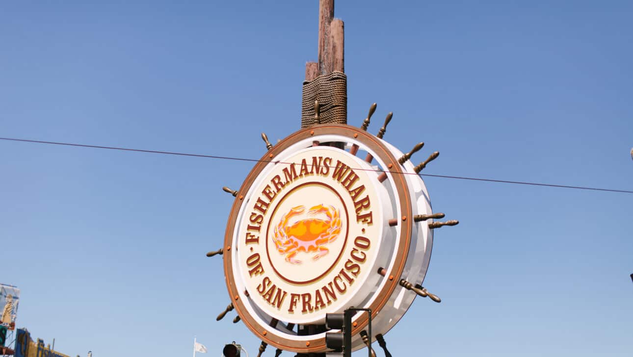San Francisco, Pier 39, Fisherman`s Wharf - the Banner of Hard