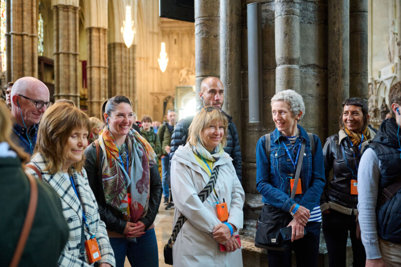 A group inside Westminster Abbey