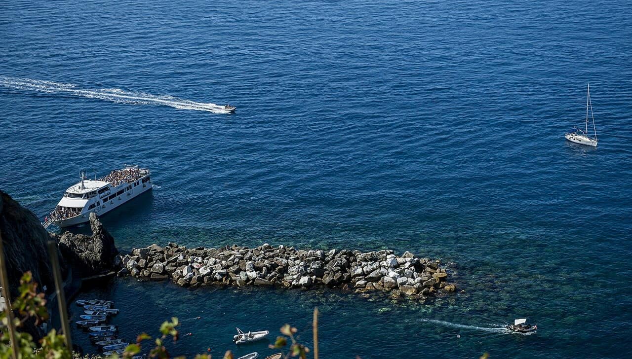 Boats along the Amalfi Coast
