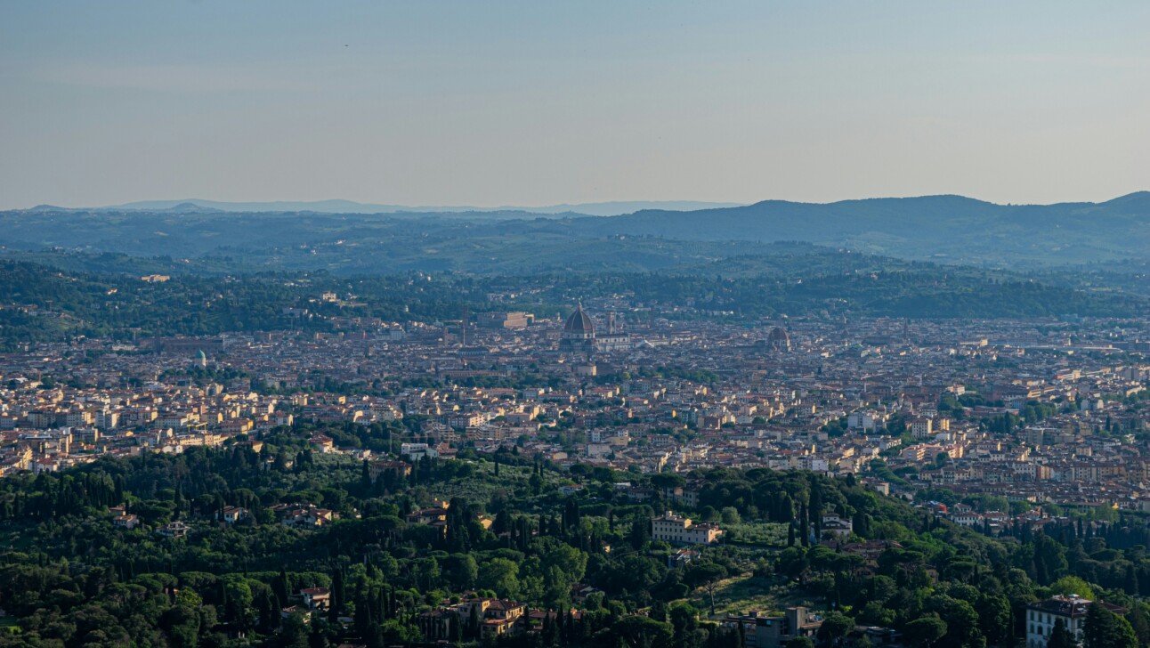 A view of Florence through the trees in Fiesole