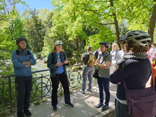 A group enjoys a bike tour in Munich