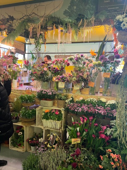 A flower stall at a market